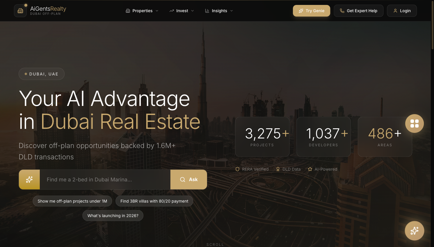 Dubai skyline and waterfront residential districts
